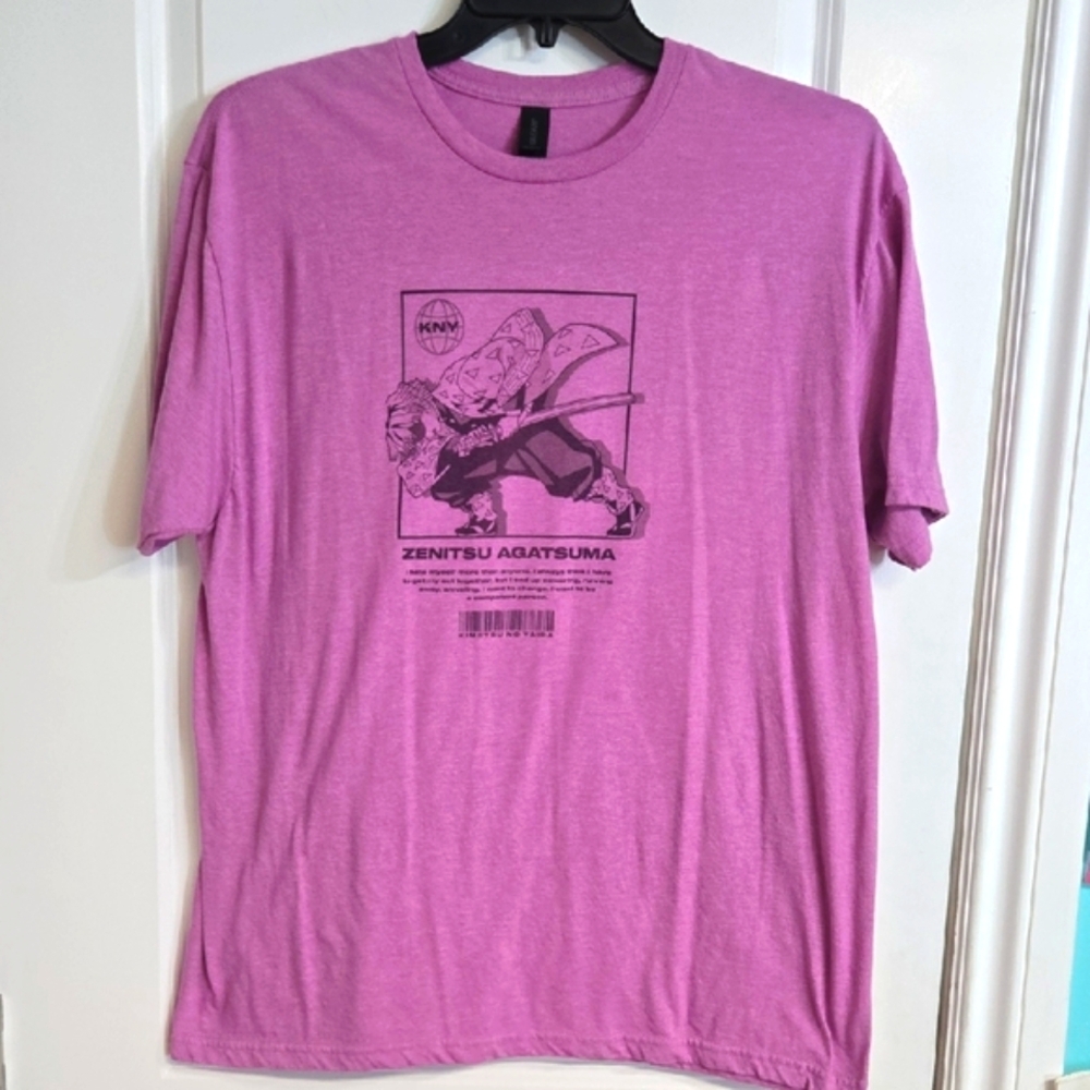 Hand Crafted Zenitsu Graphic Tee - XL Pink